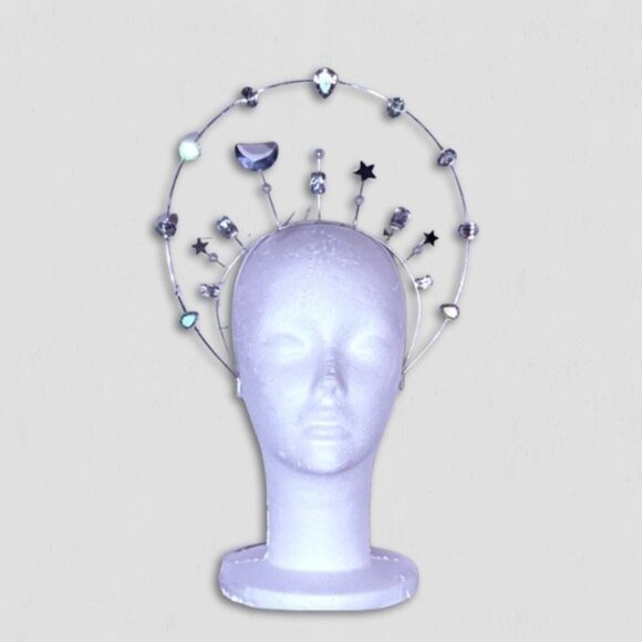 NWT Celestial Halo Headband Stars Moon Rhinestones Angel Costume Silver One Size - Picture 1 of 8
